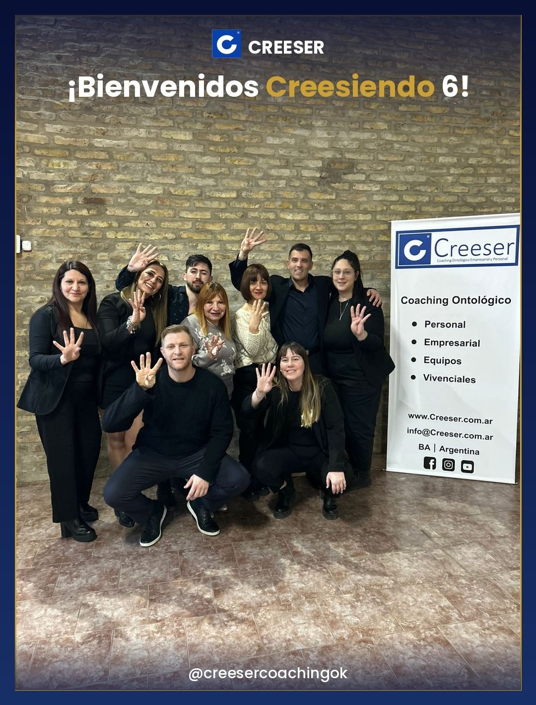 Grupo de Creesiendo 6 dando la bienvenida al entrenamiento